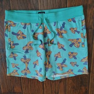 Aqua Mushroom Print Athletic Shorts